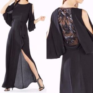 BCBGMaxAzria Black Maxi Dress with Sheer Back
